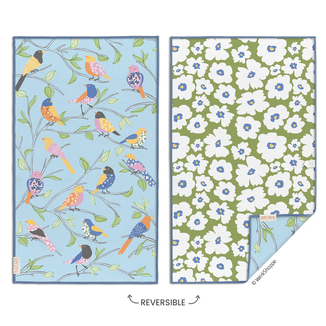 Floral Finch & Friends Microfiber Towel