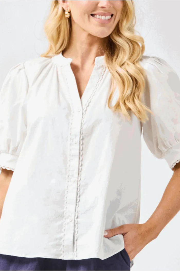 Mary Square Elaine Top - White