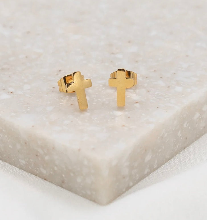 My Saint My Hero. Faith Petite Cross Earrings