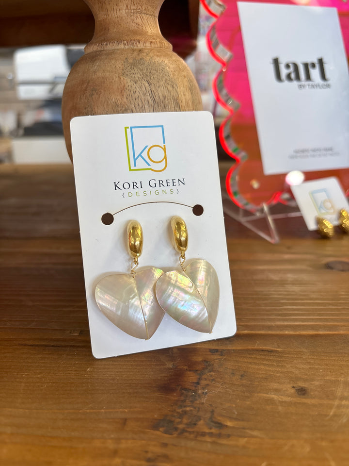 Puffy Hearts Mother of Pearl Earrings