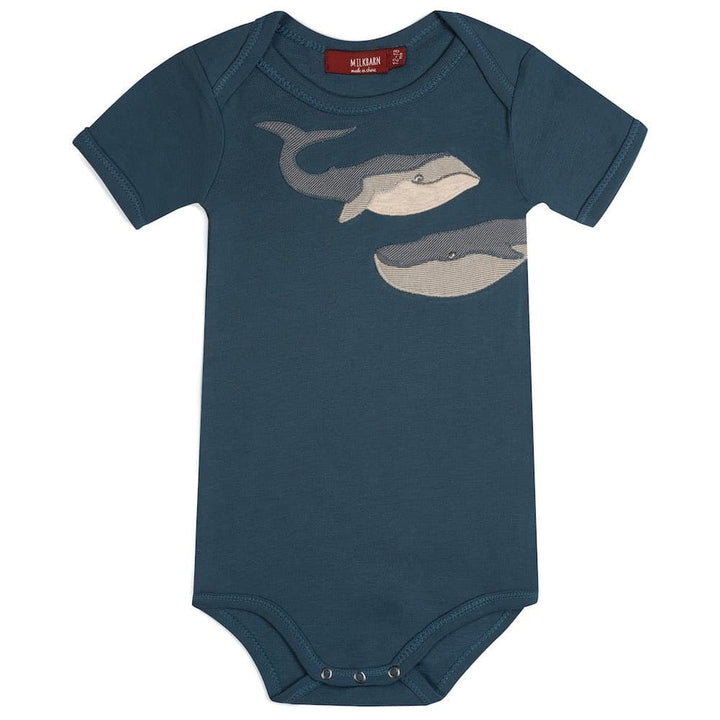 Blue Whale Appliqué Organic Cotton One Piece