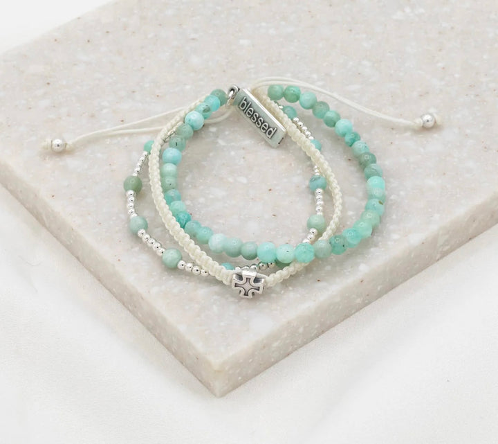 My Saint My Hero Be Still Prayer Bracelet Amazonite