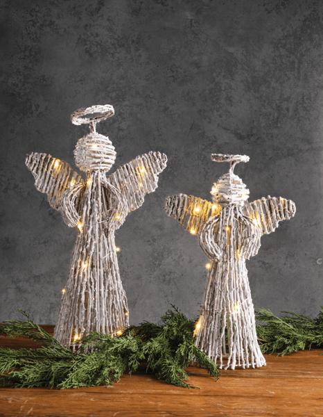 White Rattan LED Angel