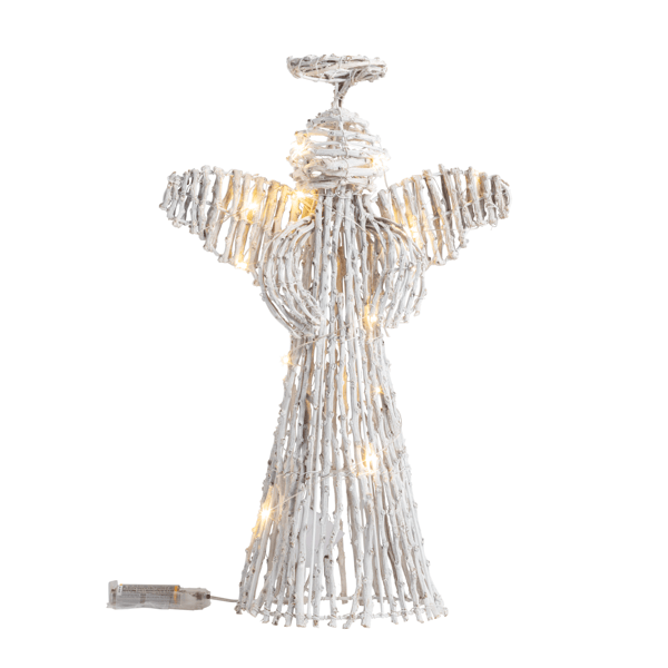 White Rattan LED Angel