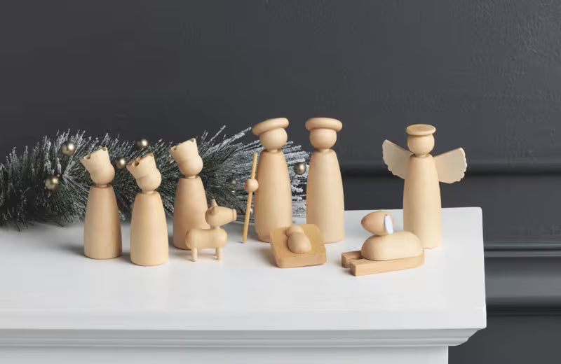 Carved Wood Nativity Set