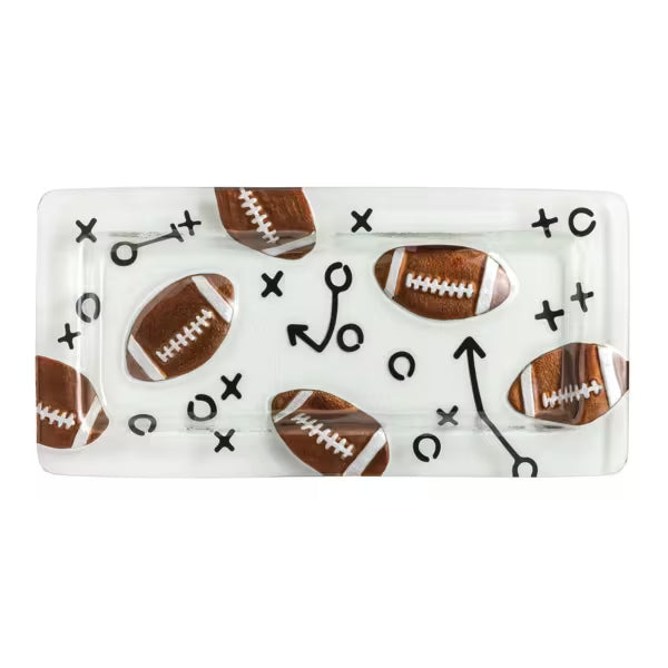 7" x 15" Glass Football Tray By Mud Pie