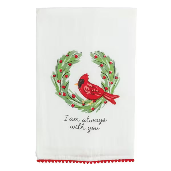 Christmas Cardinal Pom Towel