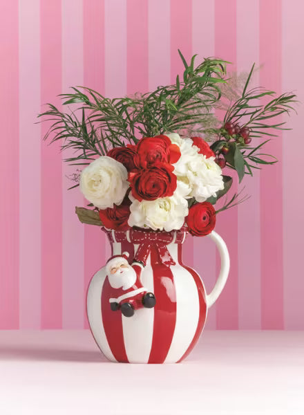 Santa Bow Stripe Pitcher