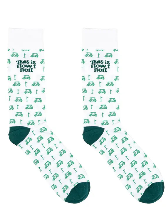 Men's Bamboo Crew Socks - Golf Carts - "This Is How I Roll"