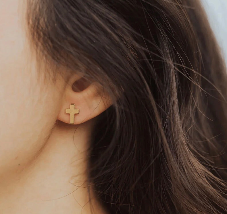 My Saint My Hero. Faith Petite Cross Earrings