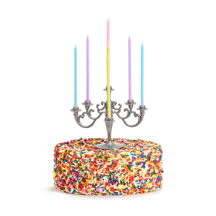 Candelabra Cake Topper with 9 Multi-Color Candle