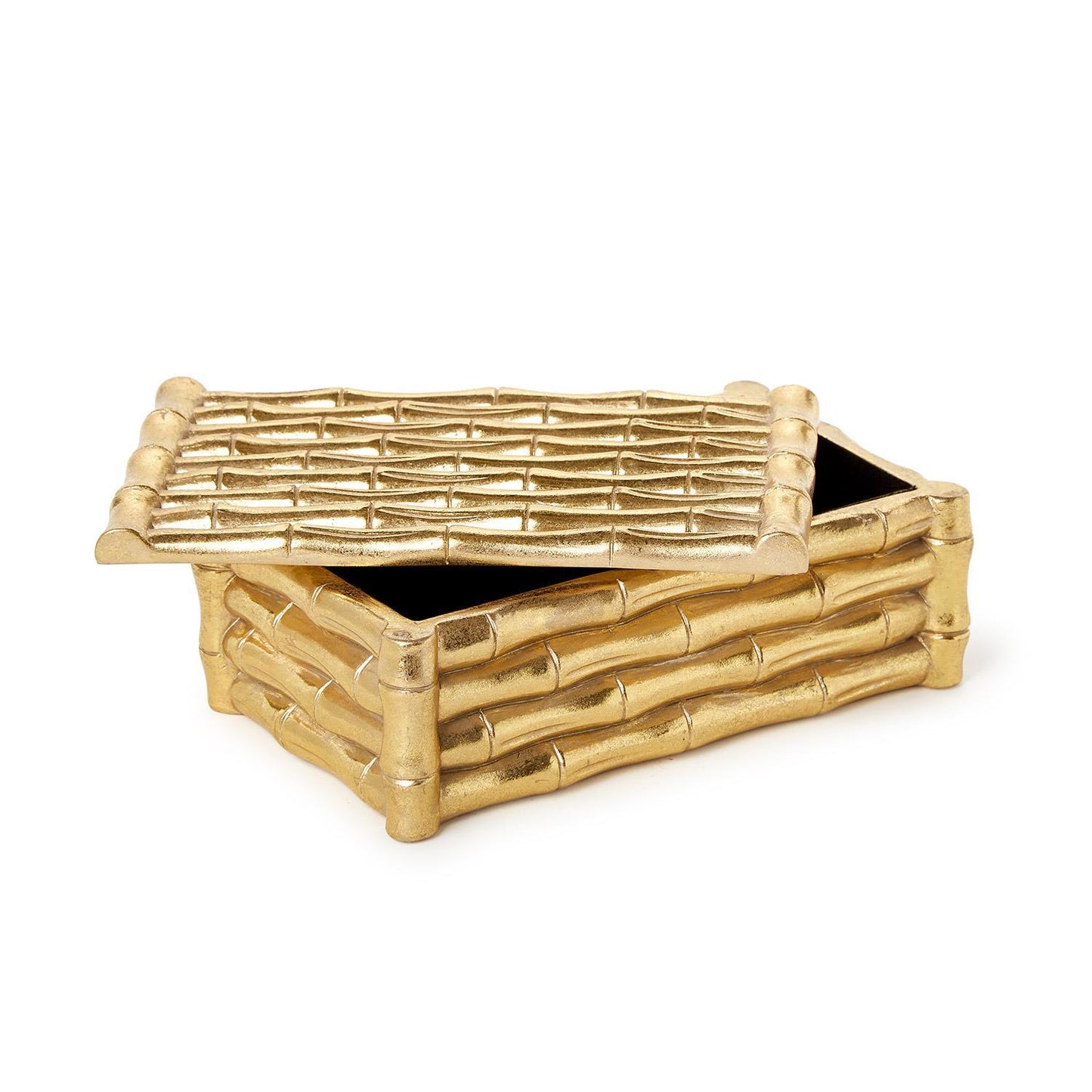 Gold Bamboo Box with Velvet Lining - Resin/Polyester