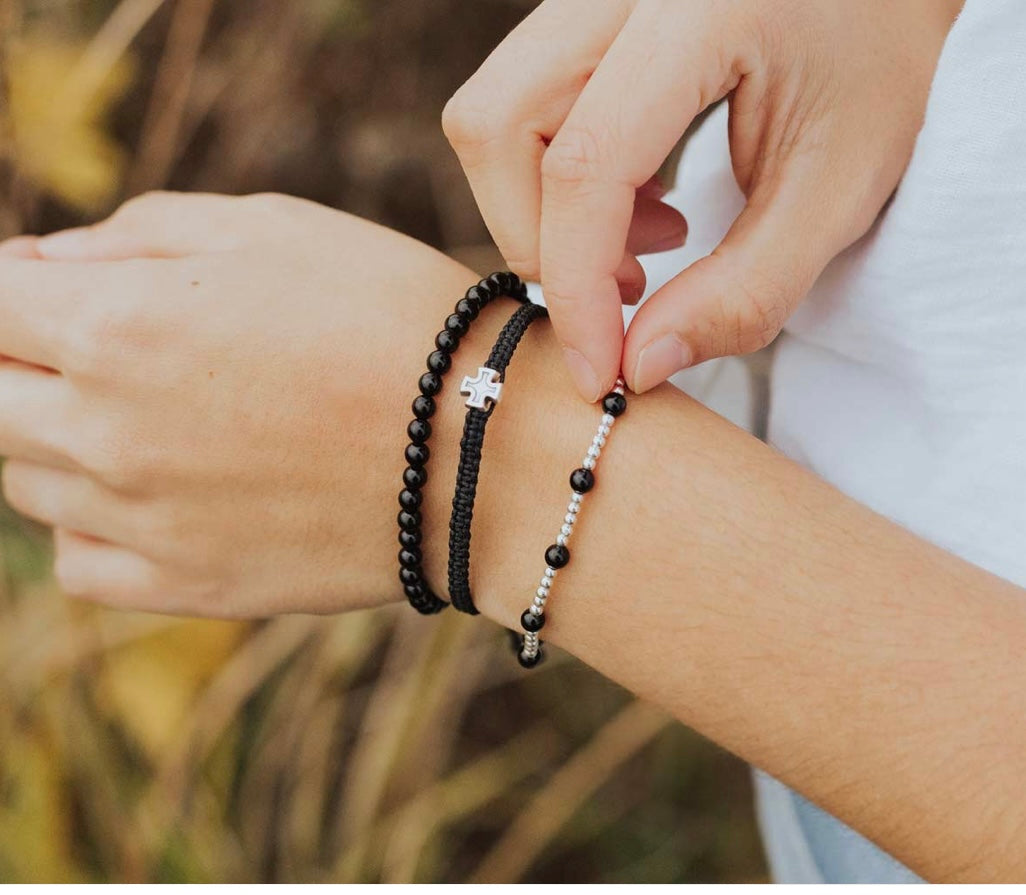 My Saint My Hero Be Still Prayer Bracelet Black Agate