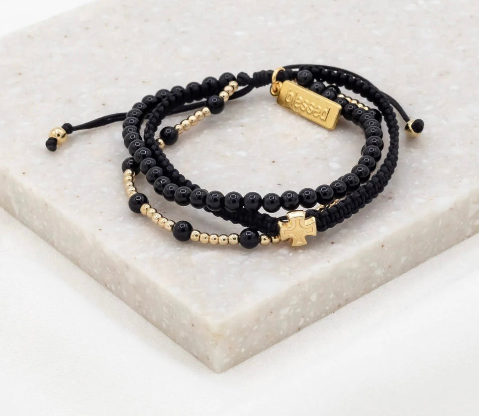 My Saint My Hero Be Still Prayer Bracelet Black Agate