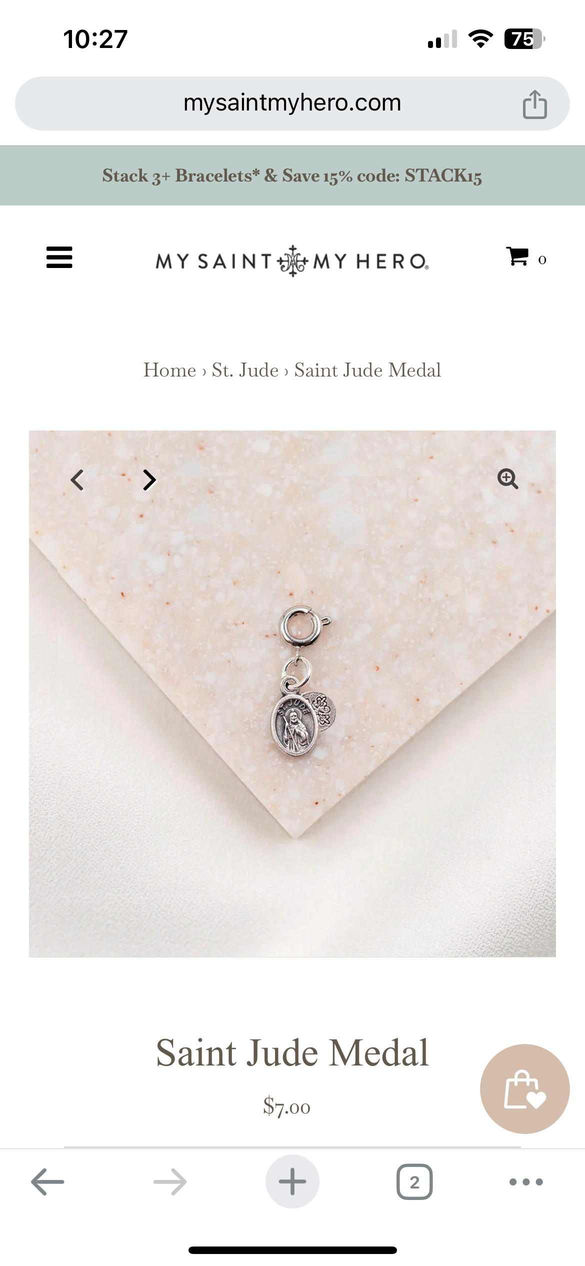 My Saint My Hero St Jude Charm