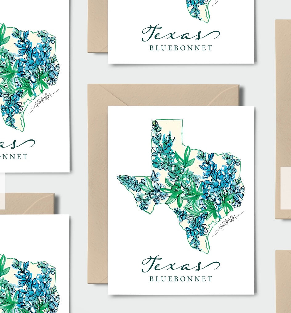 Texas Bluebonnet State Flower Notecard Set