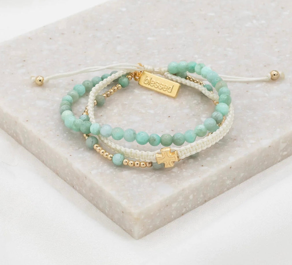 My Saint My Hero Be Still Prayer Bracelet Amazonite