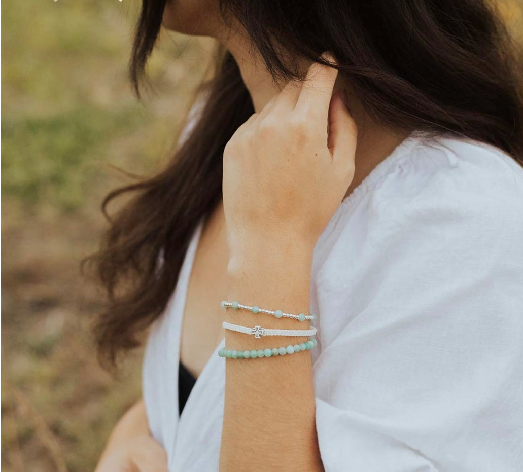 My Saint My Hero Be Still Prayer Bracelet Amazonite