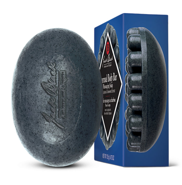 Charcoal Body Bar Massaging Soap with Jojoba & Seaweed Extract
