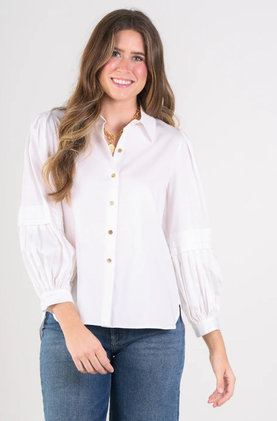 Oxford White Collared Poplin