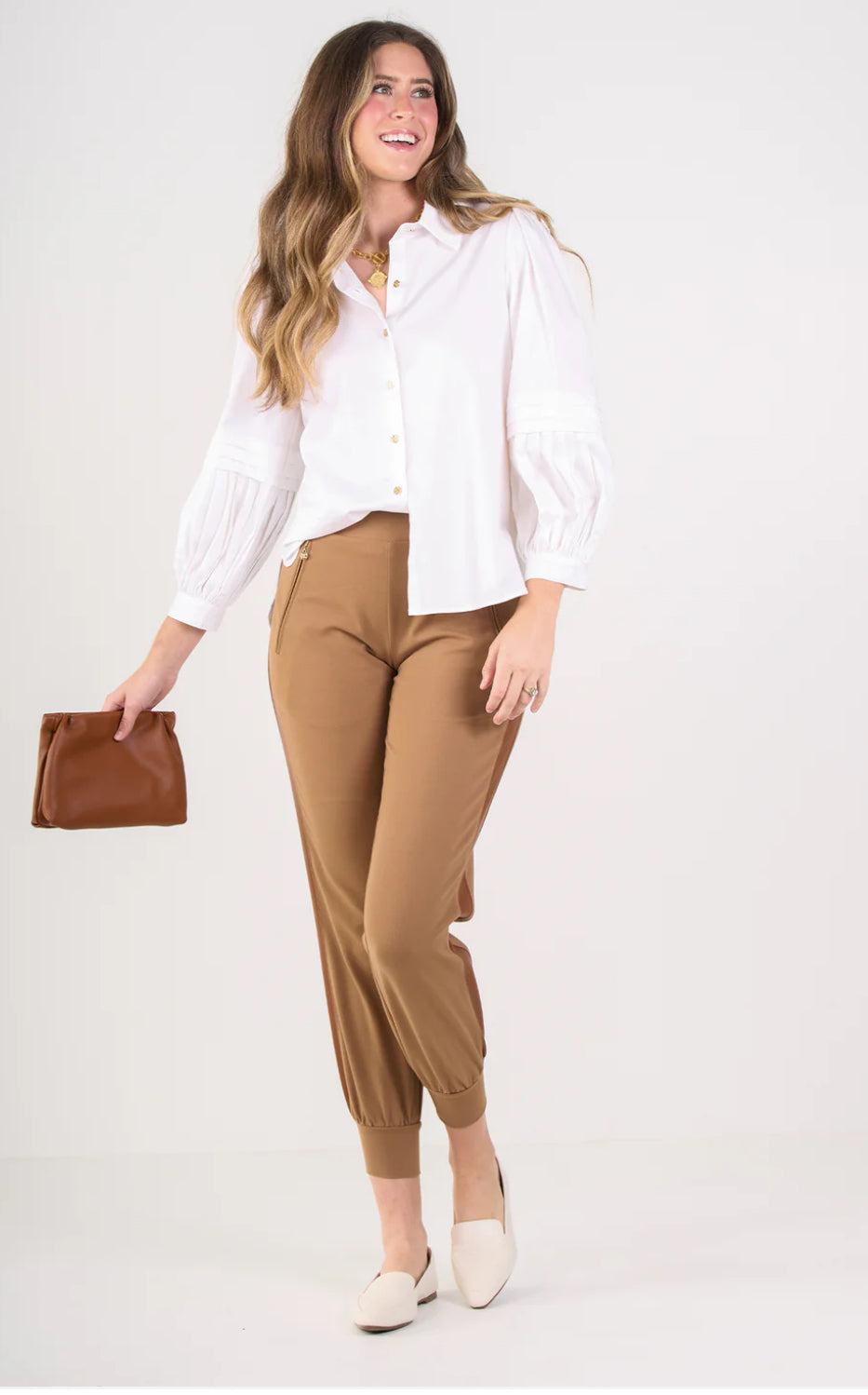 Oxford White Collared Poplin