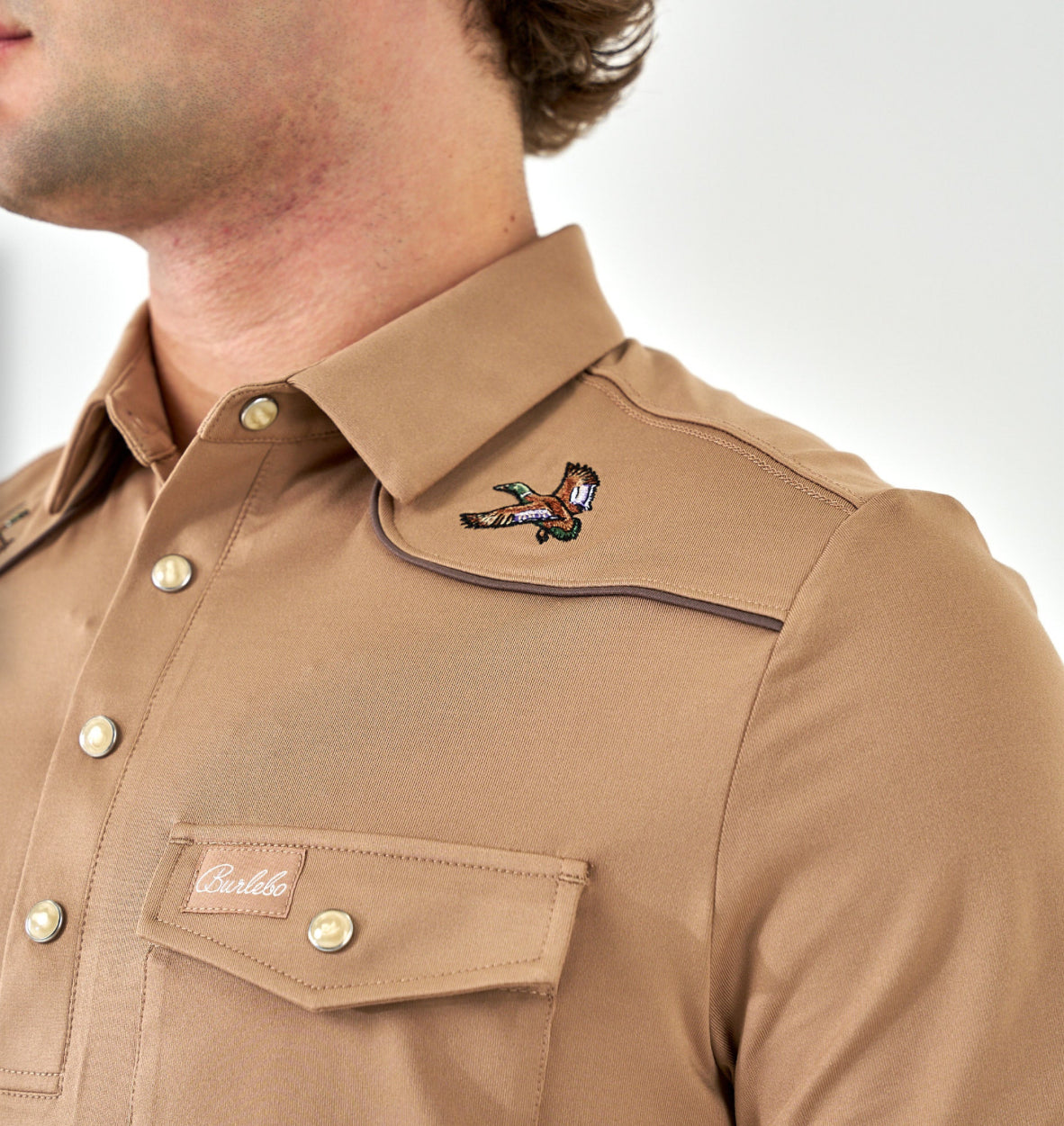 Pearl Snap Performance Polo - Mallards - Khaki