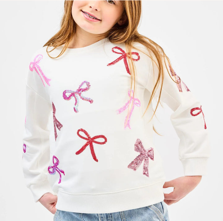 Mary Square Bows Sarah Sequin-Embellished Sweatshirt- Children’s size