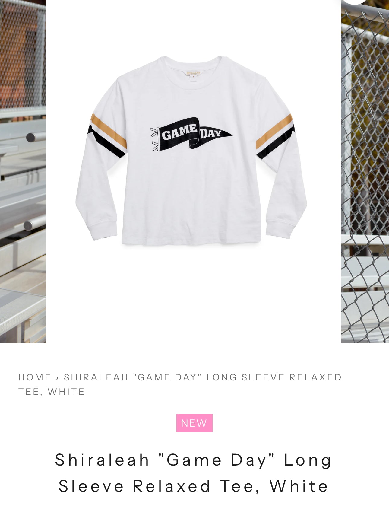 “Game Day” long sleeved relaxed tee, white