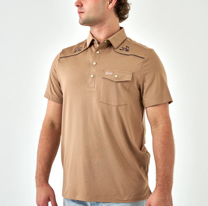 Pearl Snap Performance Polo - Mallards - Khaki