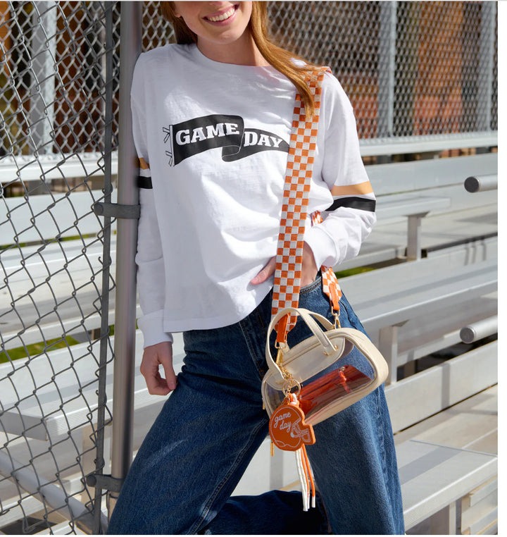 “Game Day” long sleeved relaxed tee, white