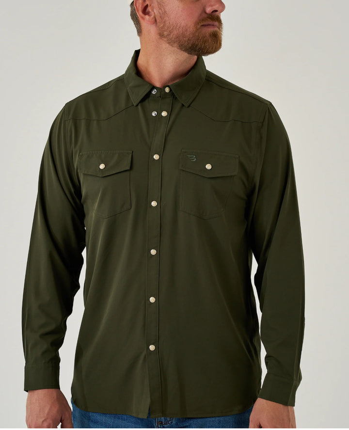 Long Sleeve - Performance Western Shirt - Mallard Green