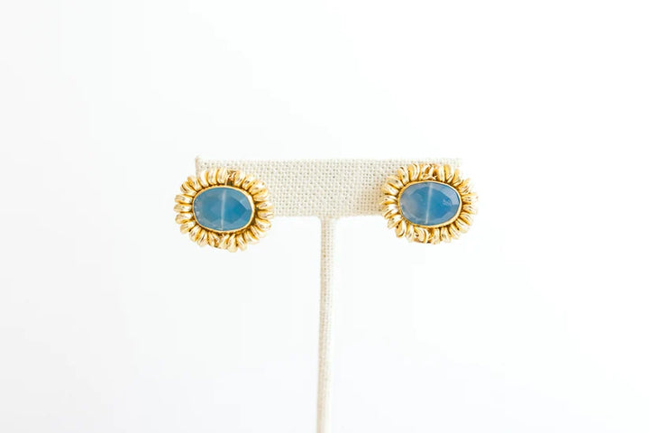 Blue Chalcedony Scribble Studs