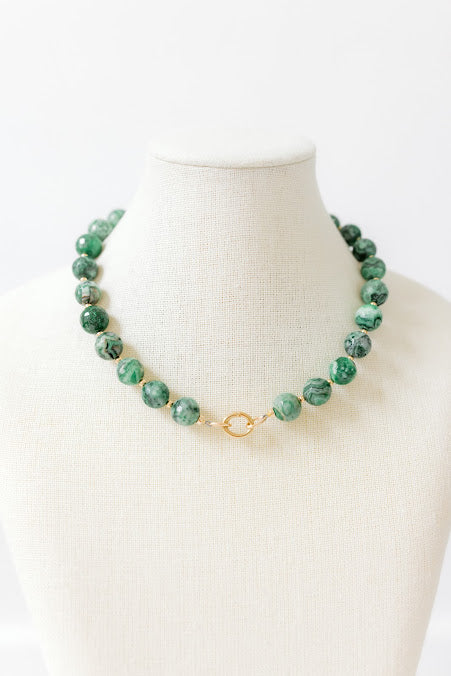 1x1 Green Goddess Necklace - Jasper Stones