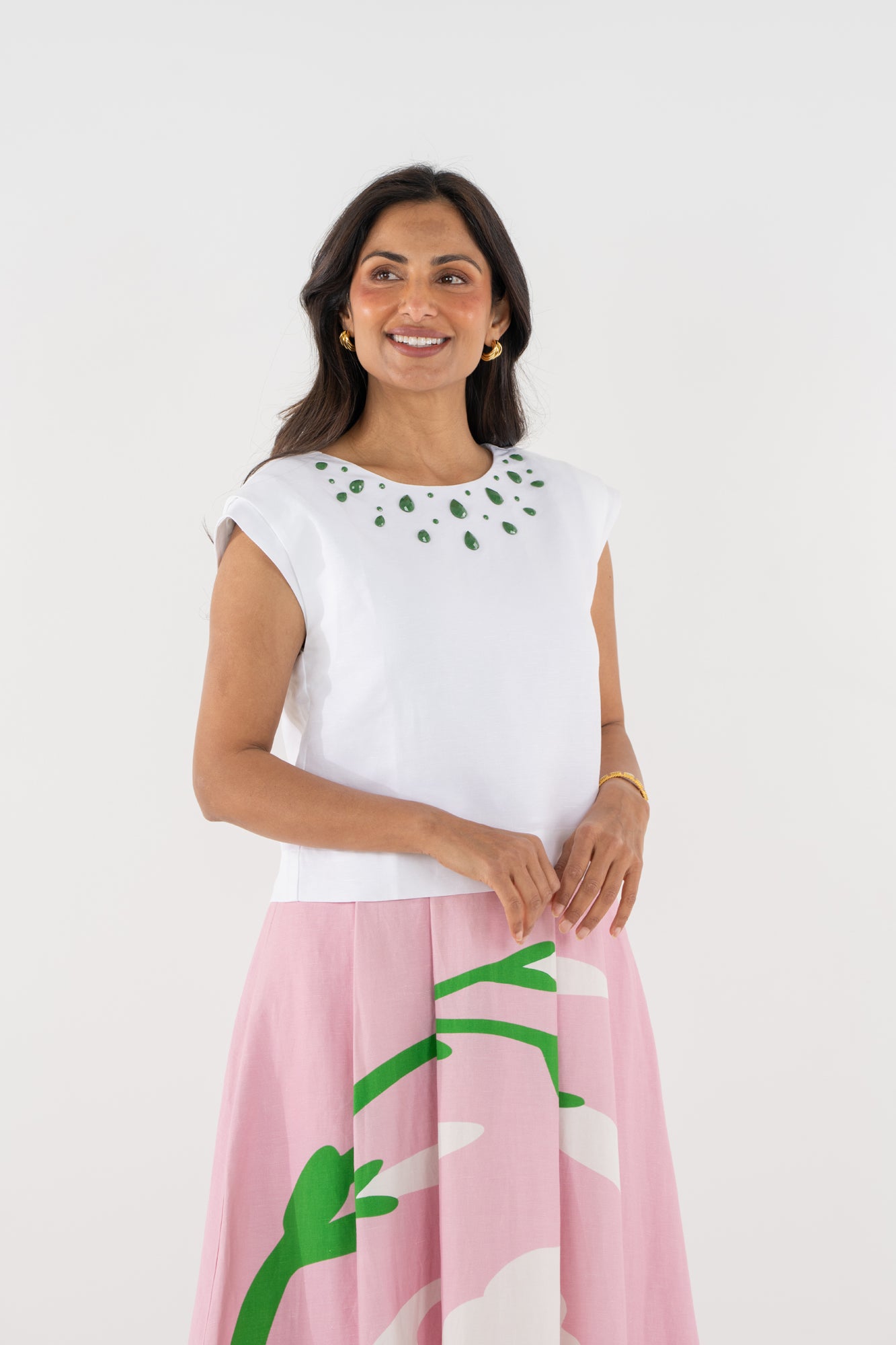Lucent White Beaded Tank