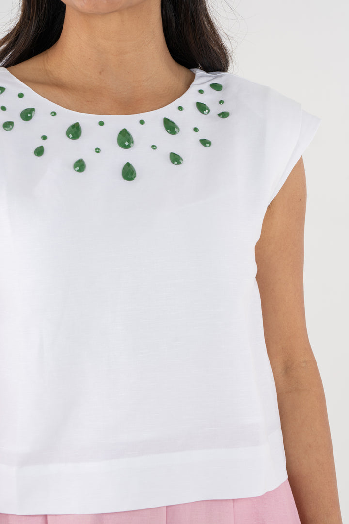Lucent White Beaded Tank