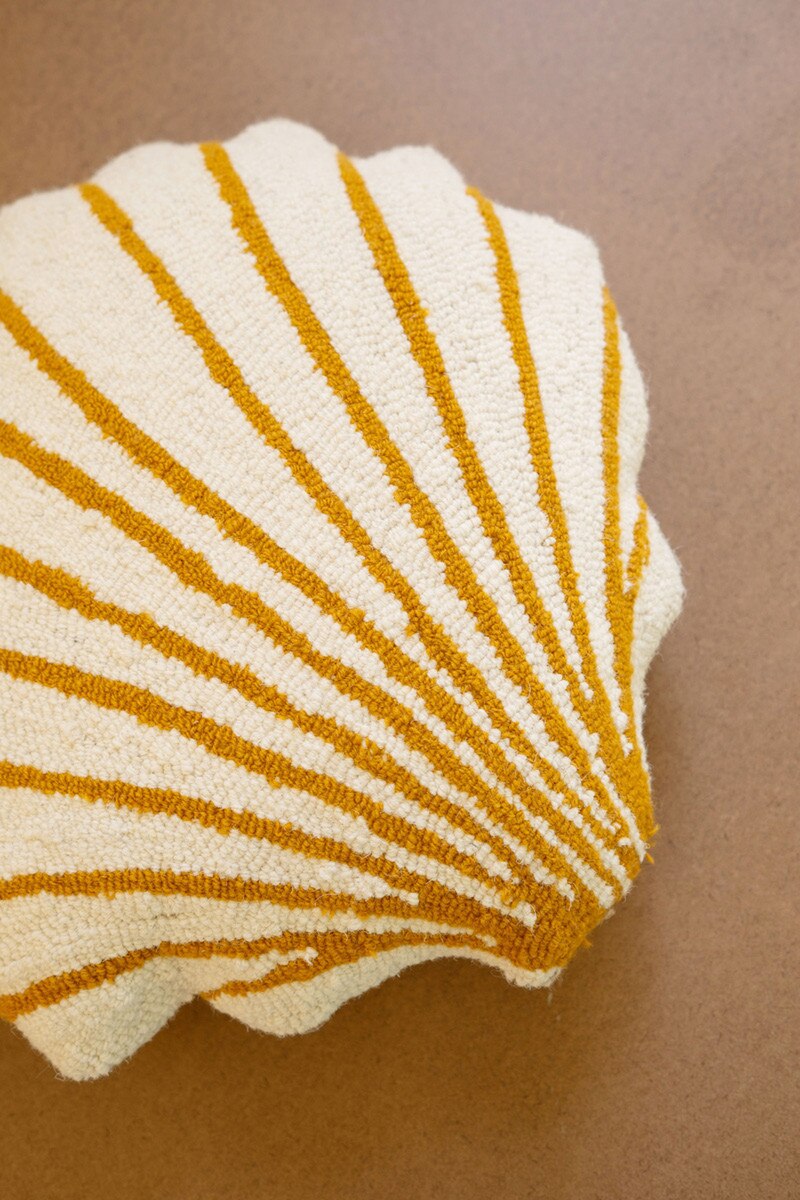Scallop Shell Hand-Hooked Pillow