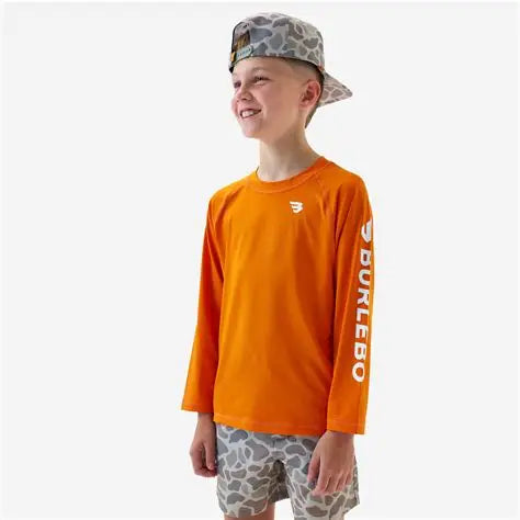 Youth Orange LS Rash Guard Shirt