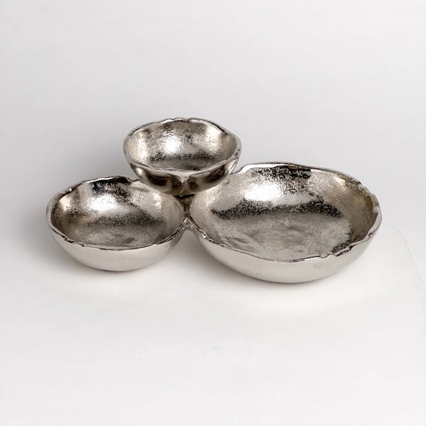 SILVER TEXTURED 3-BOWL