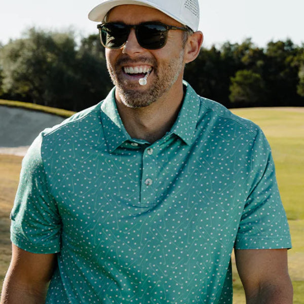Green Performance Polo with Golf Pattern