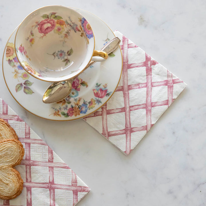 Pink Lattice Cocktail Napkins
