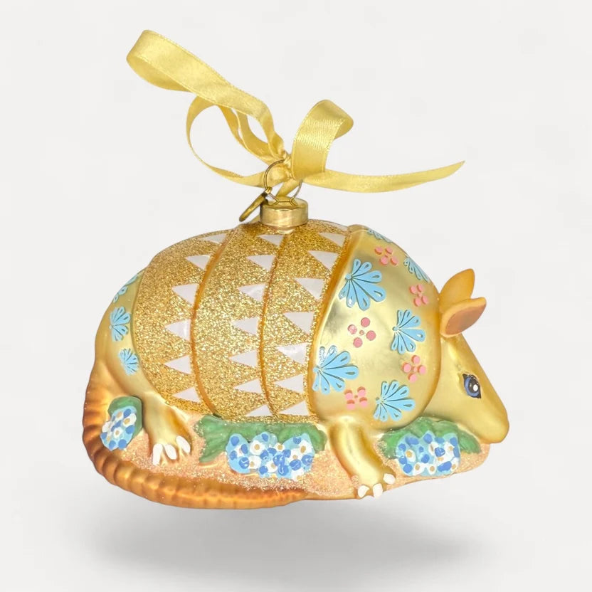 Texas Armadillo Blown Glass Christmas Ornament | Texan Christmas 2026 Edition