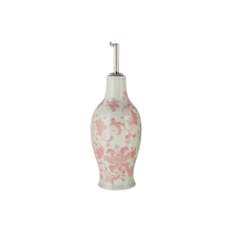 Hand Painted Stoneware Oil Cruet with Stainless Steel Stopper