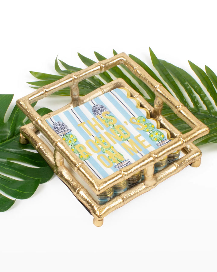 Gold Bamboo Cocktail Napkin Holder