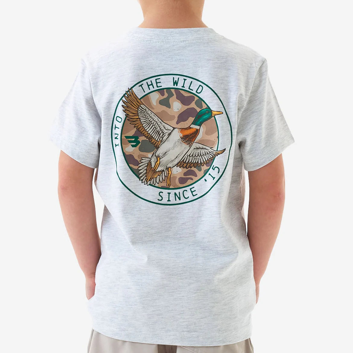 Youth Camo Mallard Duck Grey Heather Tee
