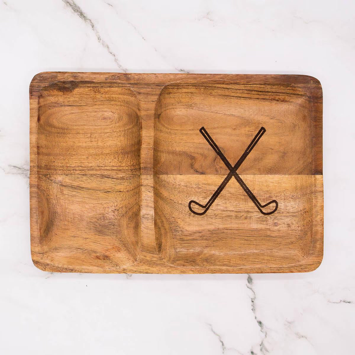 Golf Etched Wood Valet Tray