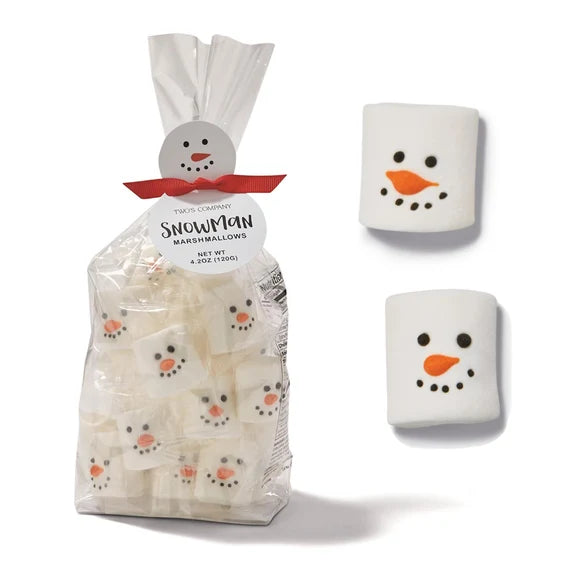 Two's Company Snowman Marshmallow Candy in Gift Bag, White