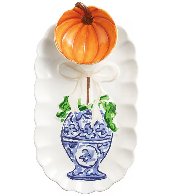 Thanksgiving Collection Pumpkin Topiary Tray & Tidbit Set