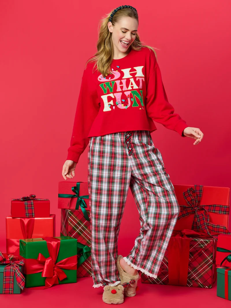 Shiraleah Tartan Boxer Pant, Red