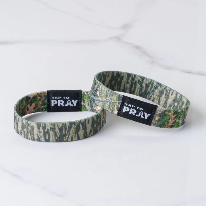 Tap To Pray® Wristband – Forest & Tree Bark Camo