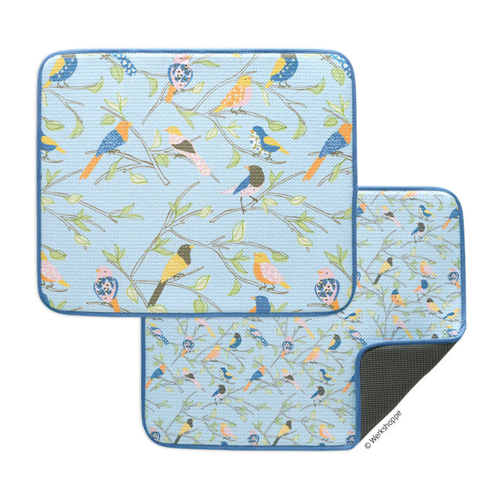 Floral Finch & Friends Dish Mat